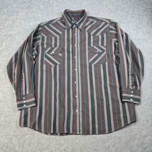 Vintage Rock Creek Ranch Shirt Mens 2XL Red Western Pearl Snap Striped 90s